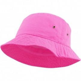 Bucket Hats Unisex Washed Cotton Bucket Hat Summer Outdoor Cap - (1. Bucket Classic) Hot Pink - CI1948958ID $9.19