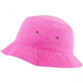Bucket Hats Unisex Washed Cotton Bucket Hat Summer Outdoor Cap - (1. Bucket Classic) Hot Pink - CI1948958ID $9.19