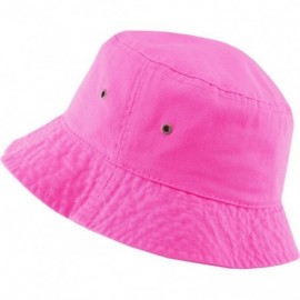 Bucket Hats Unisex Washed Cotton Bucket Hat Summer Outdoor Cap - (1. Bucket Classic) Hot Pink - CI1948958ID $9.19