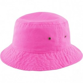 Bucket Hats Unisex Washed Cotton Bucket Hat Summer Outdoor Cap - (1. Bucket Classic) Hot Pink - CI1948958ID $9.19