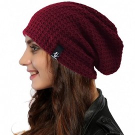 Skullies & Beanies Women Oversized Slouchy Beanie Knit Hat Colorful Long Baggy Skull Cap for Winter - Solid-burgundy - C618WT...