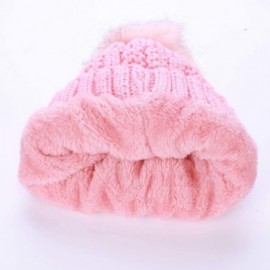 Skullies & Beanies Women Winter Soft Warm Ski Cap Knit Slouchy Beanie Chunky Baggy Hat with Faux Fur Pompom - Pink - CB18YE52...