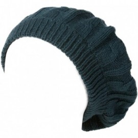 Berets Cable Fashion Knit Beret (2 Pack) - Forest Green - CG184TGH4GA $14.17