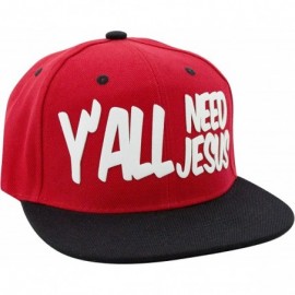 Baseball Caps Y'all Need Jesus 3D Logo Snapback Baseball Hat - Red - CD1284WTV9X $52.31
