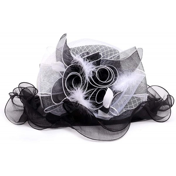 Sun Hats Women's Organza Kentucky Derby Tea Party Hat - Design 5 - Black - C918T6I3R62 $8.39