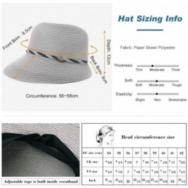 Sun Hats Womens Wide Roll Up Brim Packable Straw Sun Cloche Hat Fedora Summer Beach 55-58cm - Black_00011 - CA18QEX465O $17.83