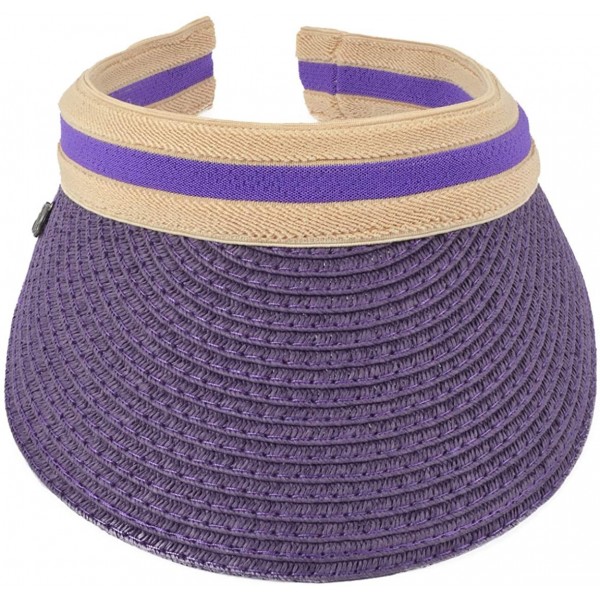 Visors Women Men Straw Sports Tennis Golf Sun Visor Hats - Purple1 - C918SZLU9T0 $22.29