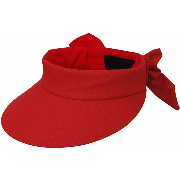 Visors Women's Summer SPF 50+ UV Protection Sun Visor Hat - Red - CI17WU4IXIX $13.42
