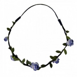 Headbands Light Blue Flower Wreath Garland Updo Hair Band Elastic with Roses - Light Blue - CO11L8I5JK1 $17.56