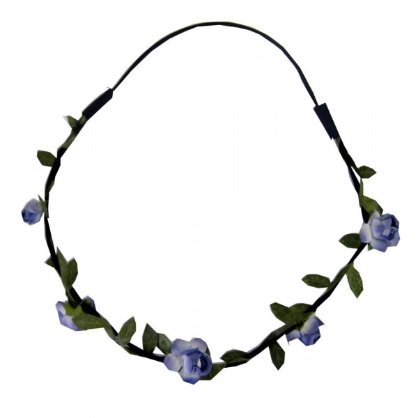 Headbands Light Blue Flower Wreath Garland Updo Hair Band Elastic with Roses - Light Blue - CO11L8I5JK1 $9.60