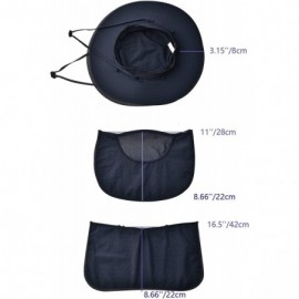 Sun Hats Mens Outdoor Sun Protection Wide Brim Bucket Sun hat fishmen Cap with Neck Face Flap - Navy - CV196S9HA0L $17.59