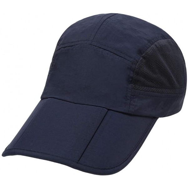 Sun Hats Unisex Breathable Quick Dry Mesh Baseball Cap Sun Hat Running Cap - Navy Blue - CE18QC74Z7X $10.23