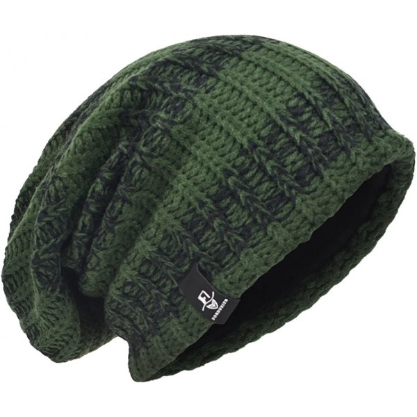 Skullies & Beanies Men's Cool Cotton Beanie Slouch Skull Cap Long Baggy Hip-hop Winter Summer Hat - Stripe-green - C51832U4RO...