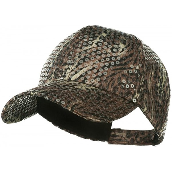 Baseball Caps Animal Print and Sequin Cap - Brown W31S53B - CS11E8U7JBD $25.86